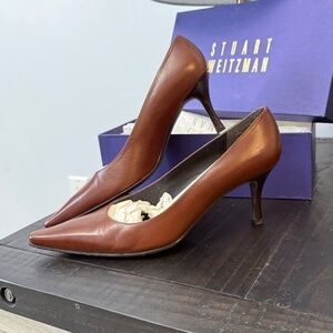Stewart Weitzman Chestnut Leather Pumps